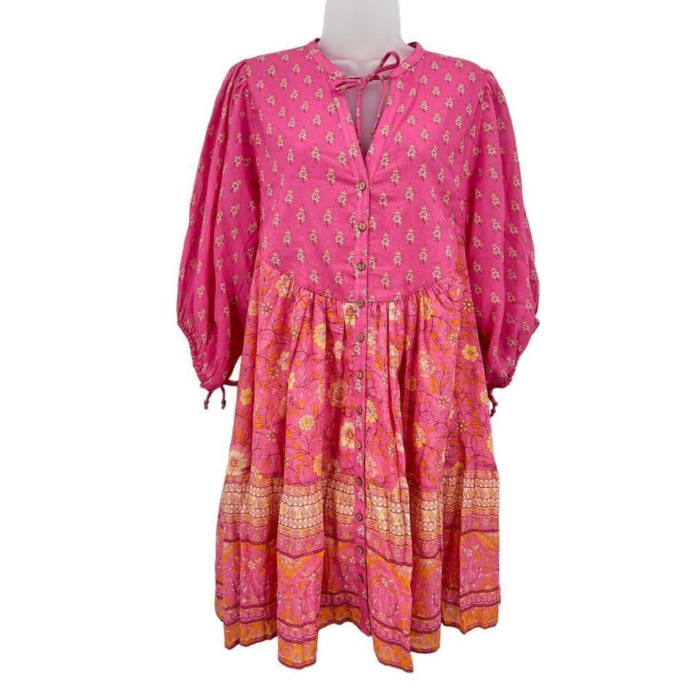 NEW Spell & The Gypsy Utopia Tunic Mini Dress Flamingo Women's Size Large Pink